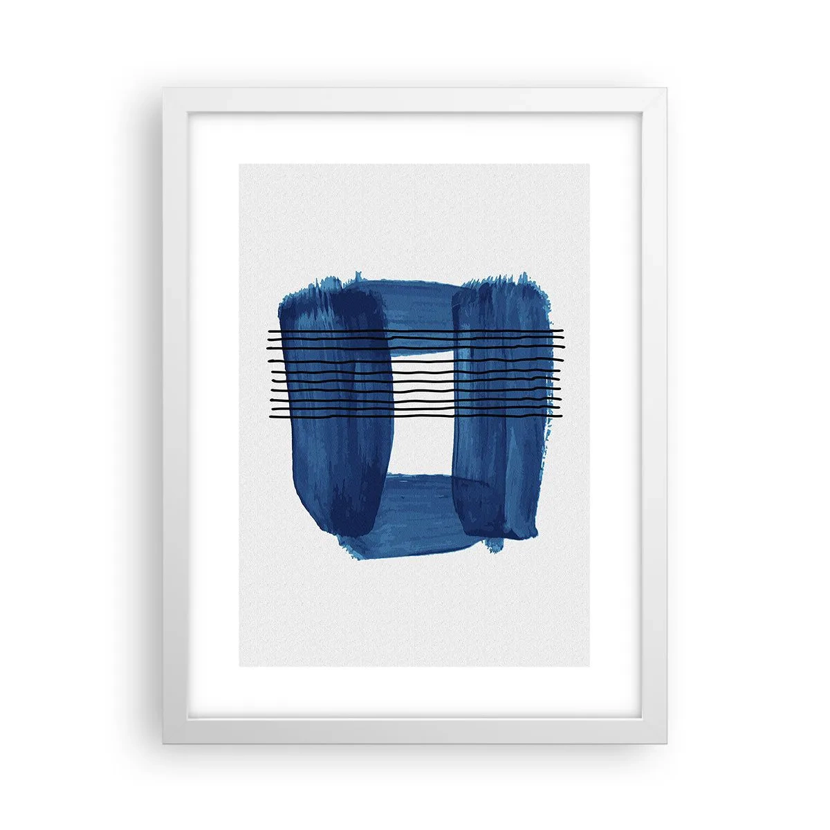 Póster en marco blanco - Composición azul y negra - 30x40 cm