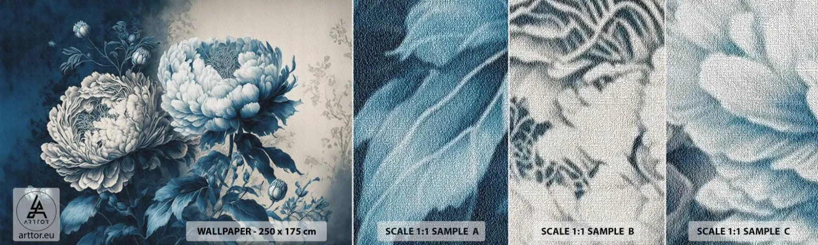 Muestra de fotomural Premium Canvas - Una pareja unida - flores, Clásico, Rococó - 100x30 cm