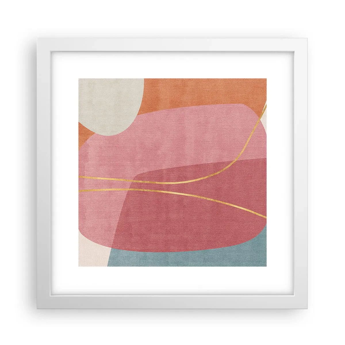 Póster en marco blanco - Composición en pastel con hilos de oro - 30x30 cm