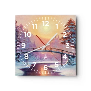 Reloj de pared - Reloj de vidrio - Las cuatro estaciones: el invierno - 40x40 cm