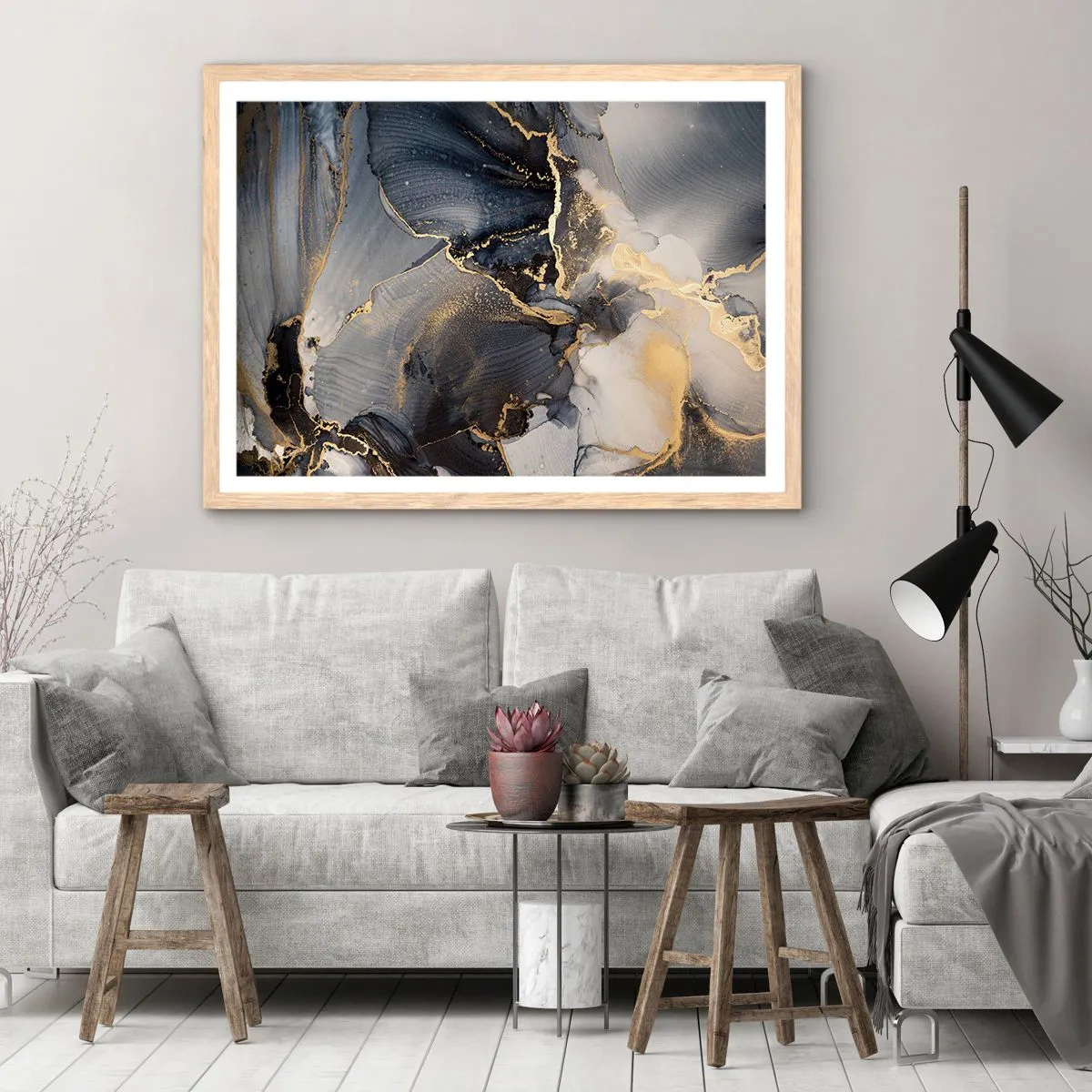 Póster en marco roble claro - La vida de una piedra - 70x50 cm