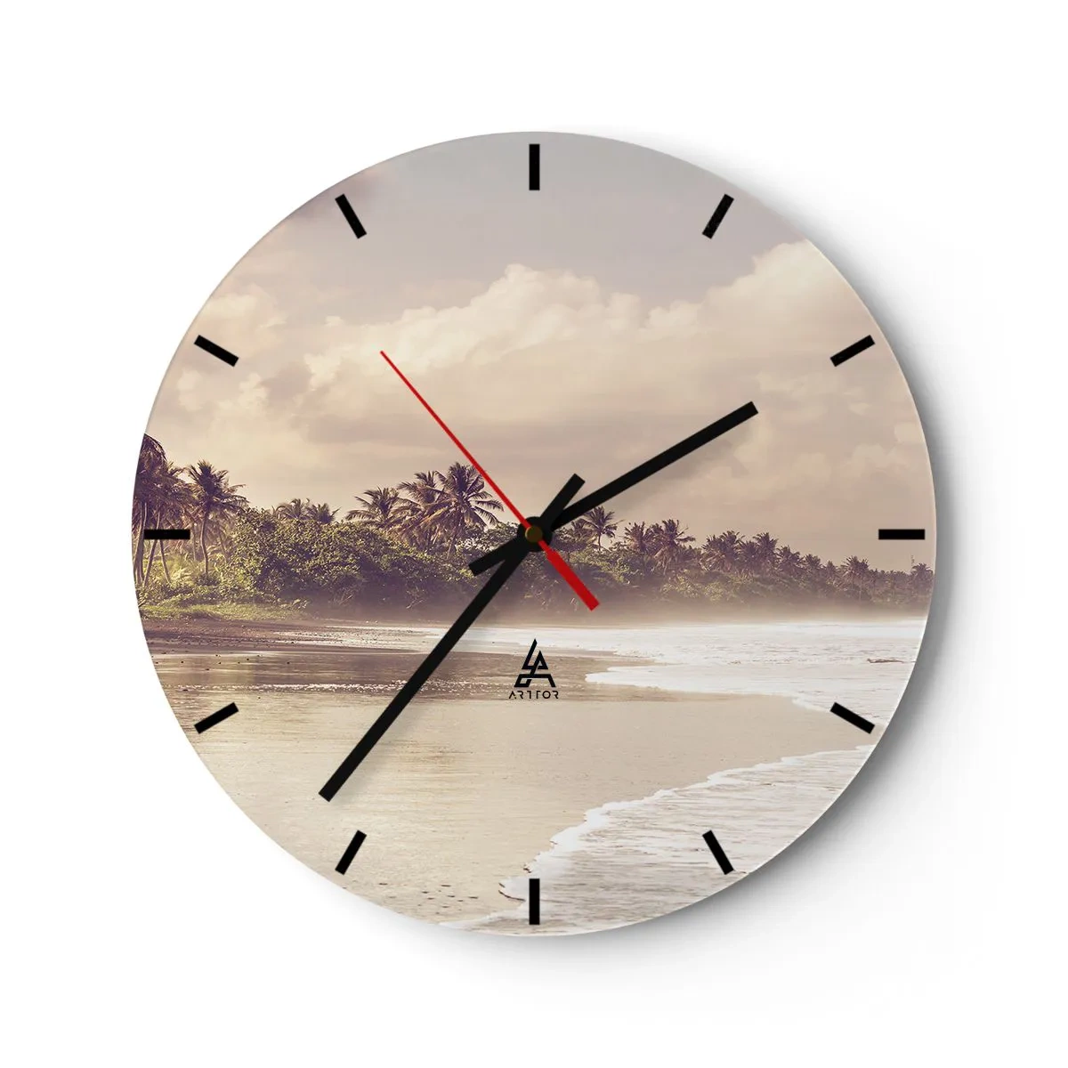 Reloj de pared - Reloj de vidrio - La caricia de las olas - 40x40 cm
