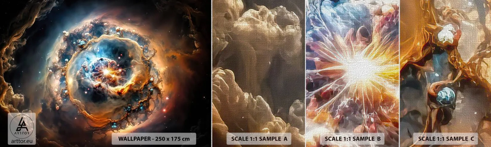 Muestra de fotomural Premium Canvas - El inicio de todo - Universo, Cosmos, Galaxia - 100x30 cm