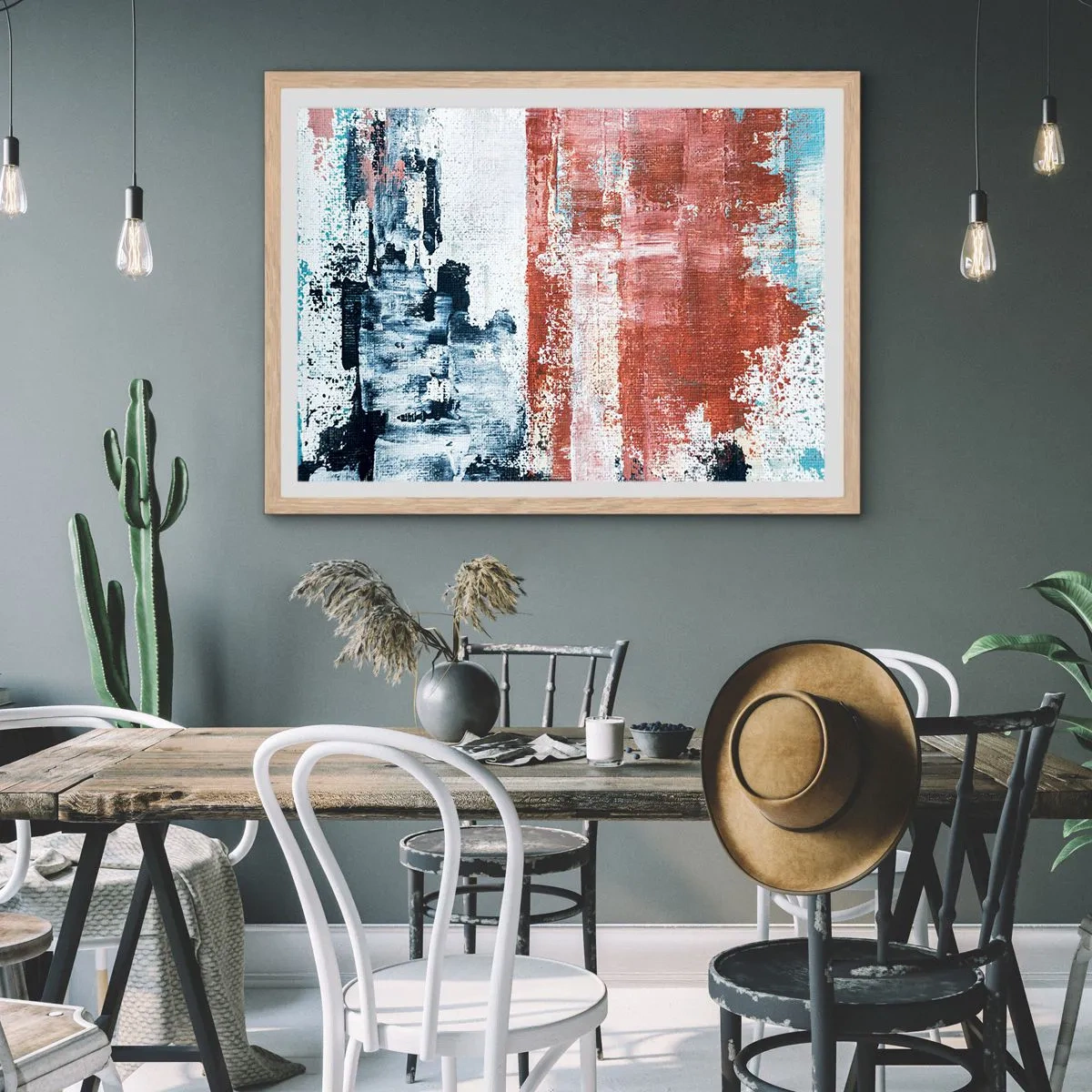 Póster en marco roble claro - Mitad abstracción, mitad abstracción - 91x61 cm