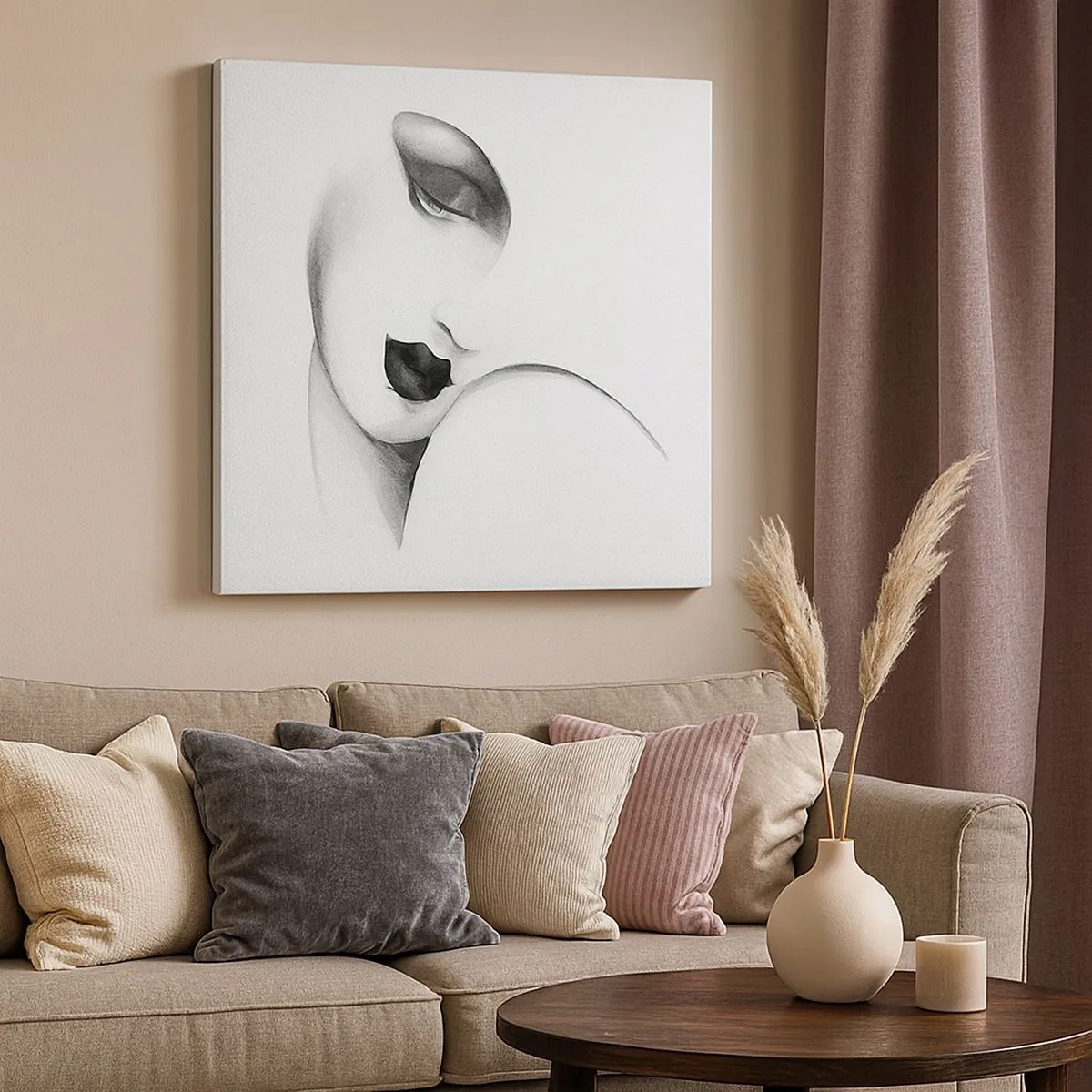 Cuadro sobre lienzo - Impresión de Imagen - Pensativa - 30x30 cm