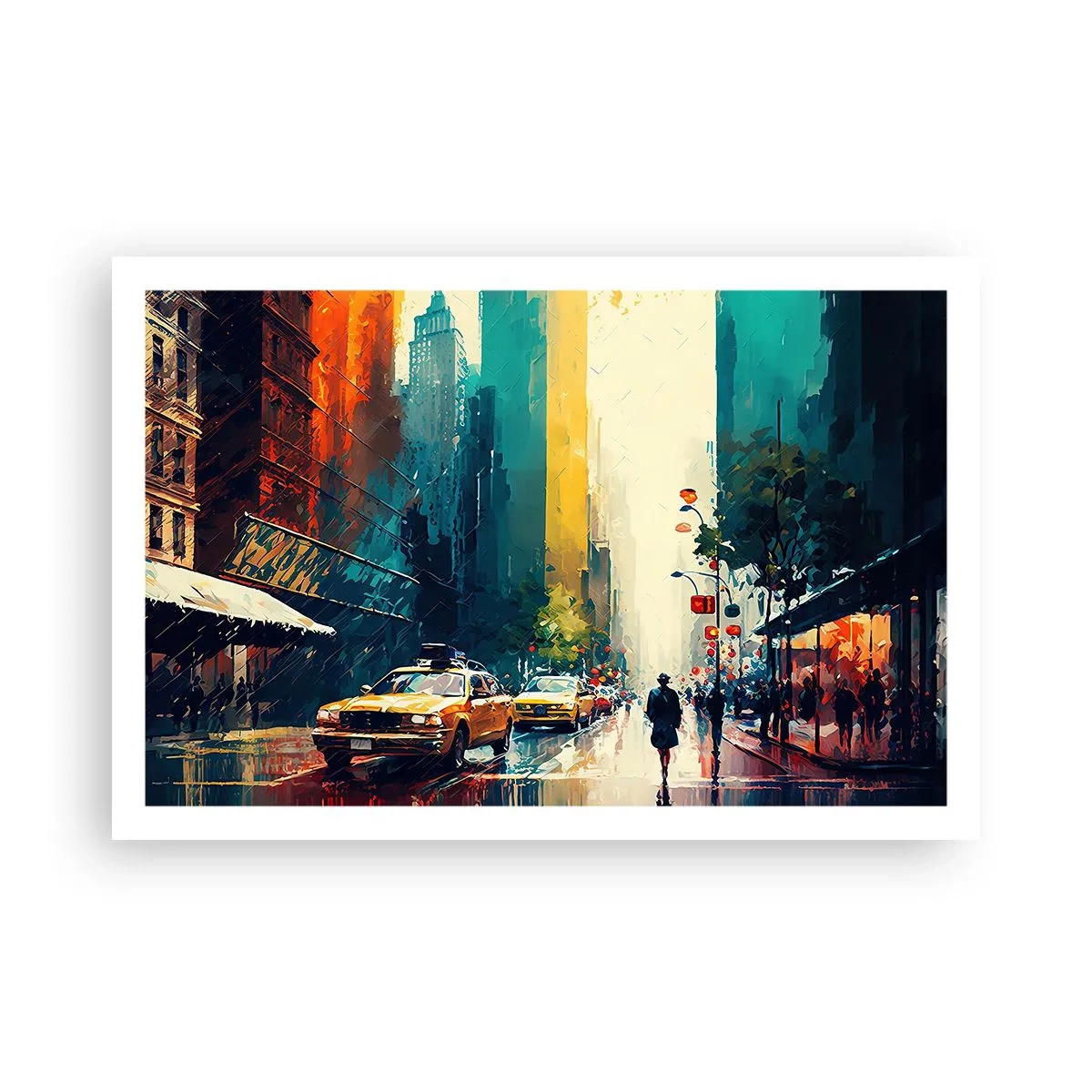 Póster - Nueva York - hasta la lluvia es colorida - 91x61 cm