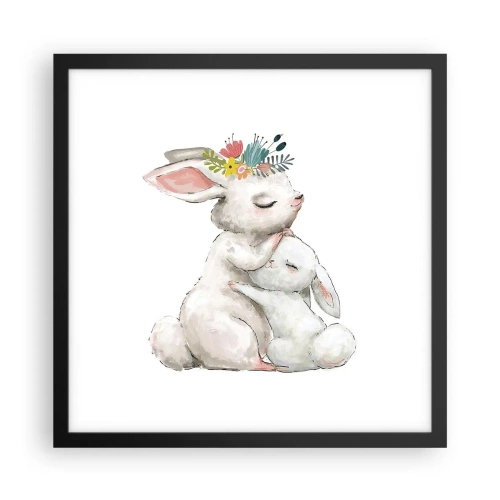 Póster en marco negro - En ningún lugar mejor que con mamá - 40x40 cm