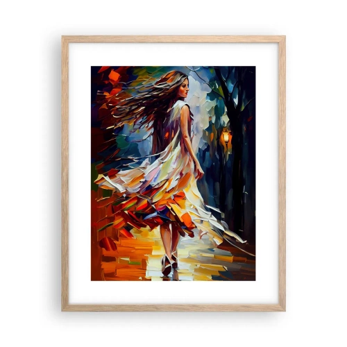 Póster en marco roble claro - Chica de otoño - 40x50 cm