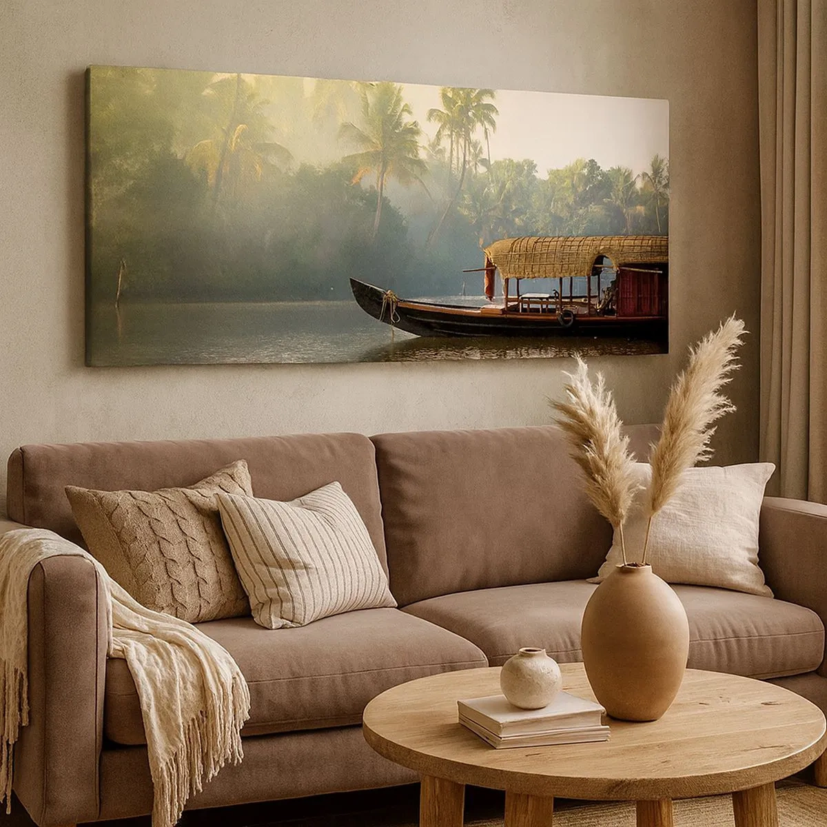 Cuadro sobre lienzo - Impresión de Imagen - Casa en el río - 100x40 cm