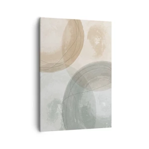 Cuadro sobre lienzo - Impresión de Imagen - Composición abstracta en colores pastel con líneas. - 50x70cm - Mundos que se entrecruzan - Decoración de pared moderna para salón y dormitorio ARTTOR