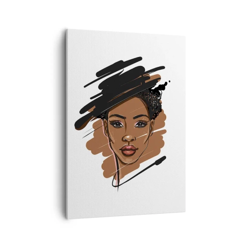 Cuadro sobre lienzo - Impresión de Imagen - Retrato de una mujer con pinceladas artísticas - 50x70cm - Dulce como el chocolate - Decoración de pared moderna para salón y dormitorio ARTTOR