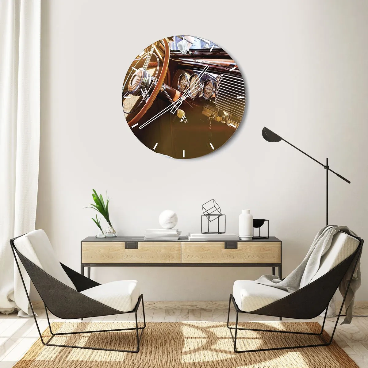 Reloj de pared - Reloj de vidrio - Un soplo de lujo del pasado - 40x40 cm