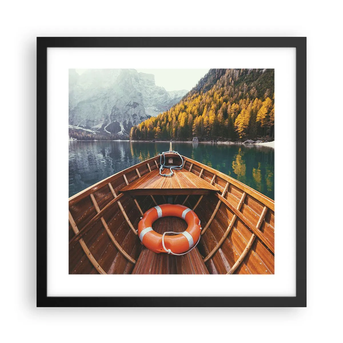 Póster en marco negro - Viaje a la montaña - 40x40 cm