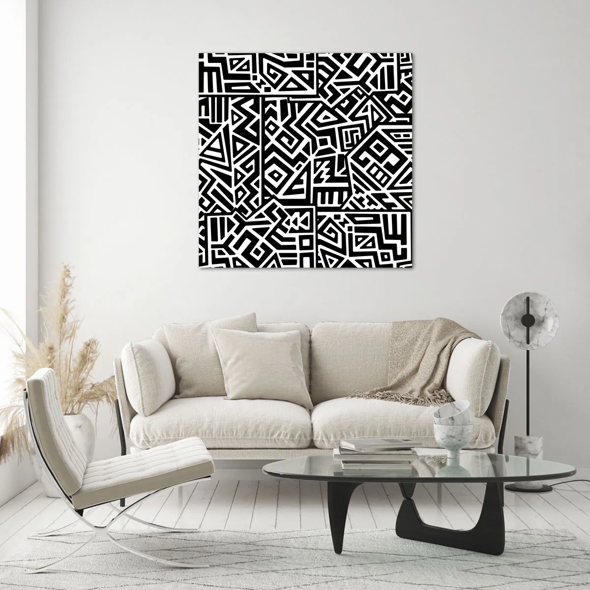 Cuadro sobre vidrio - Impresiones sobre Vidrio - Composición precolombina - 70x70 cm