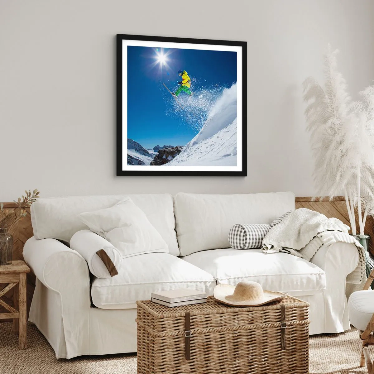 Póster en marco negro - Bailando con las montañas - 40x40 cm
