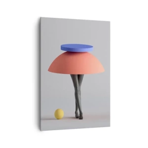 Cuadro sobre lienzo - Impresión de Imagen - Composición geométrica abstracta con piernas y una pelota. - 70x100cm - Composición surrealista - Decoración de pared moderna para salón y dormitorio ARTTOR