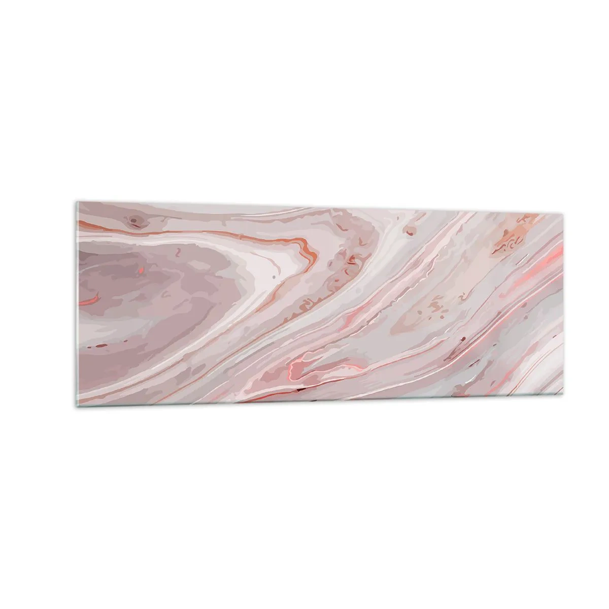 Cuadro sobre vidrio - Impresiones sobre Vidrio - Ondas abstractas en delicados tonos rosa y beige. - 140x50cm - Rosa líquido - Decoración de pared moderna para salón y dormitorio ARTTOR
