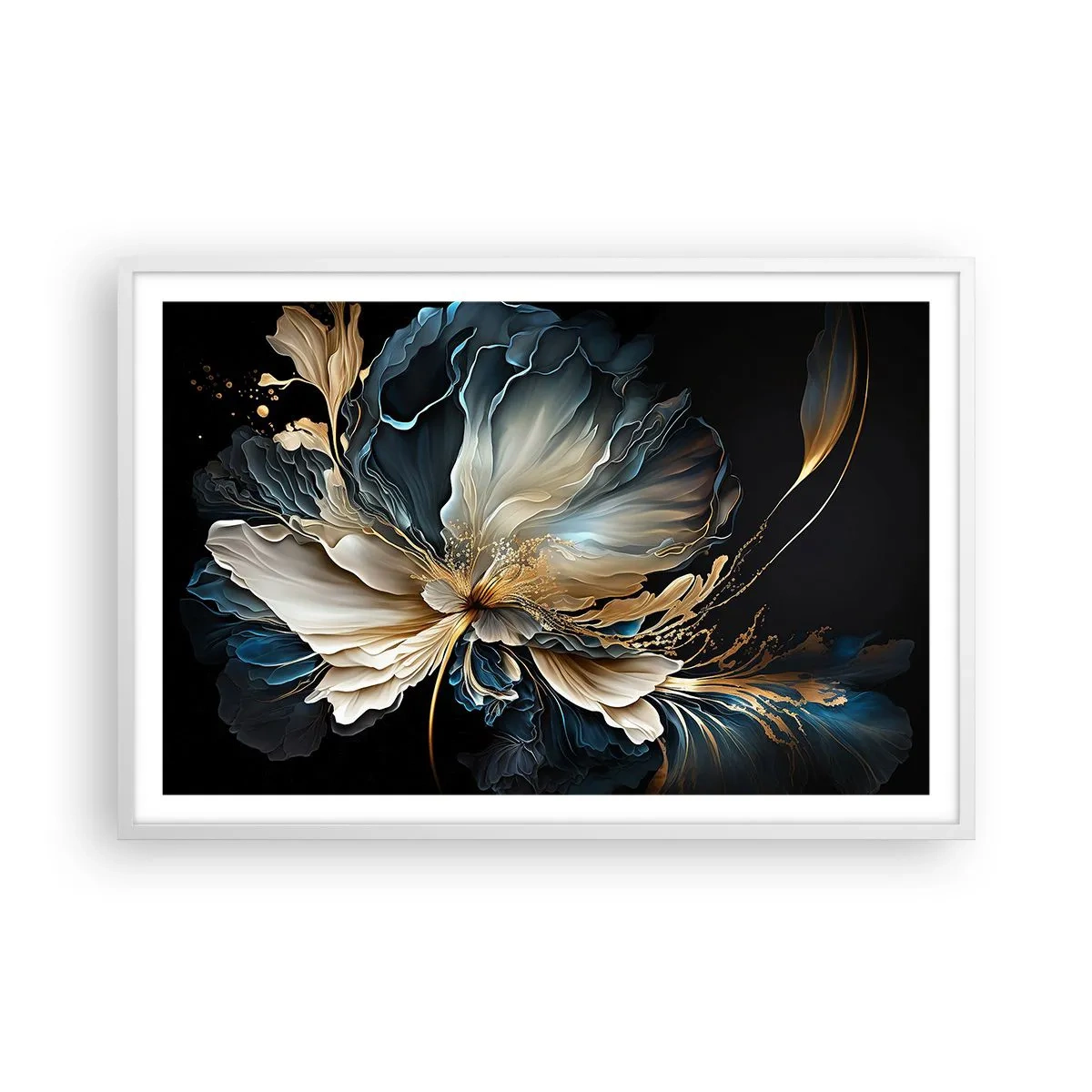 Póster en marco blanco - Flor de helecho de cuento - 91x61 cm