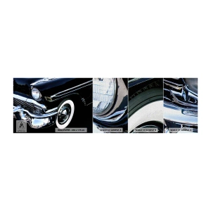 Muestra de fotomural Premium Canvas - Clásicos en plata, negro y blanco - Automotor, Auto, en blanco y negro - 100x30 cm