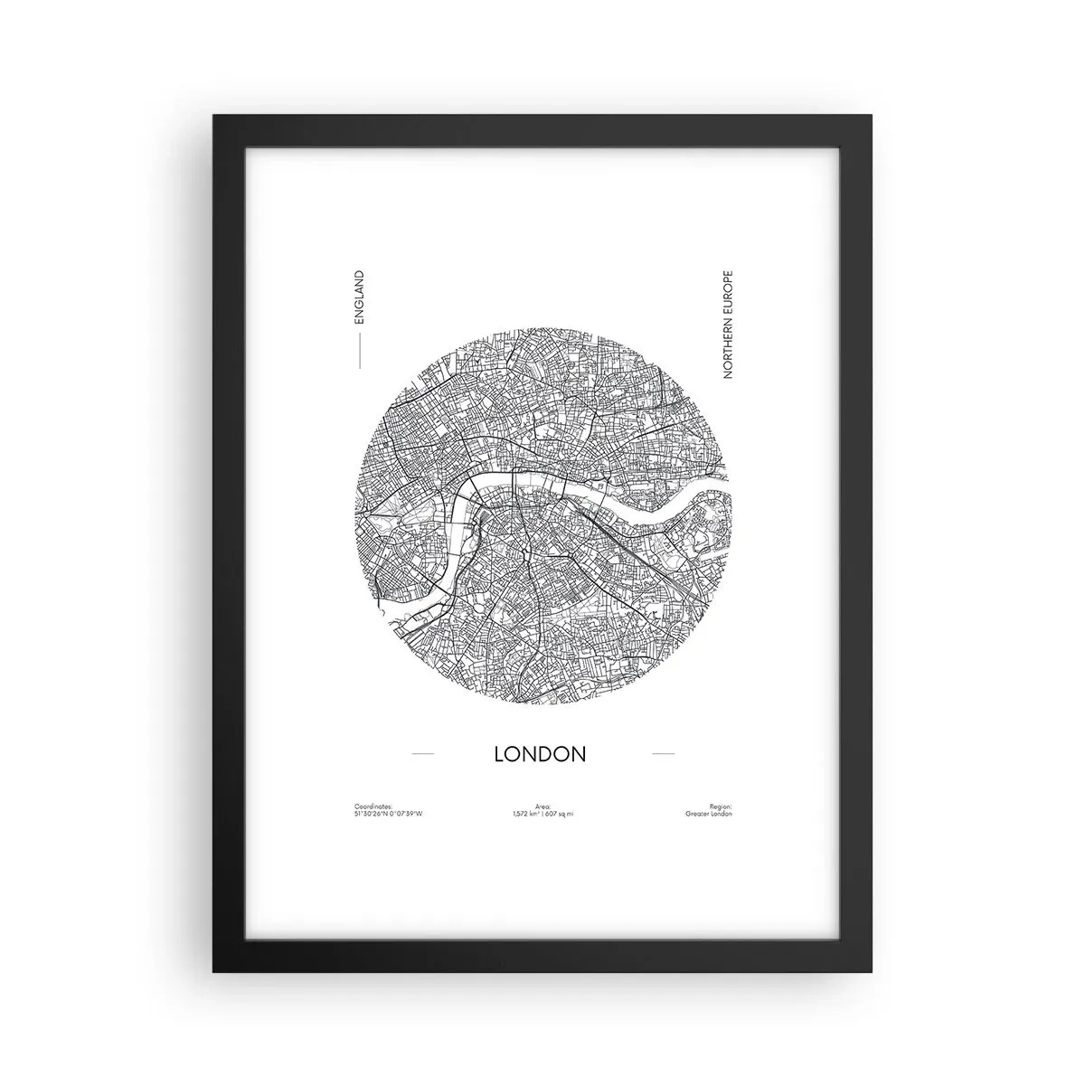 Póster en marco negro - Anatomía de Londres - 30x40 cm