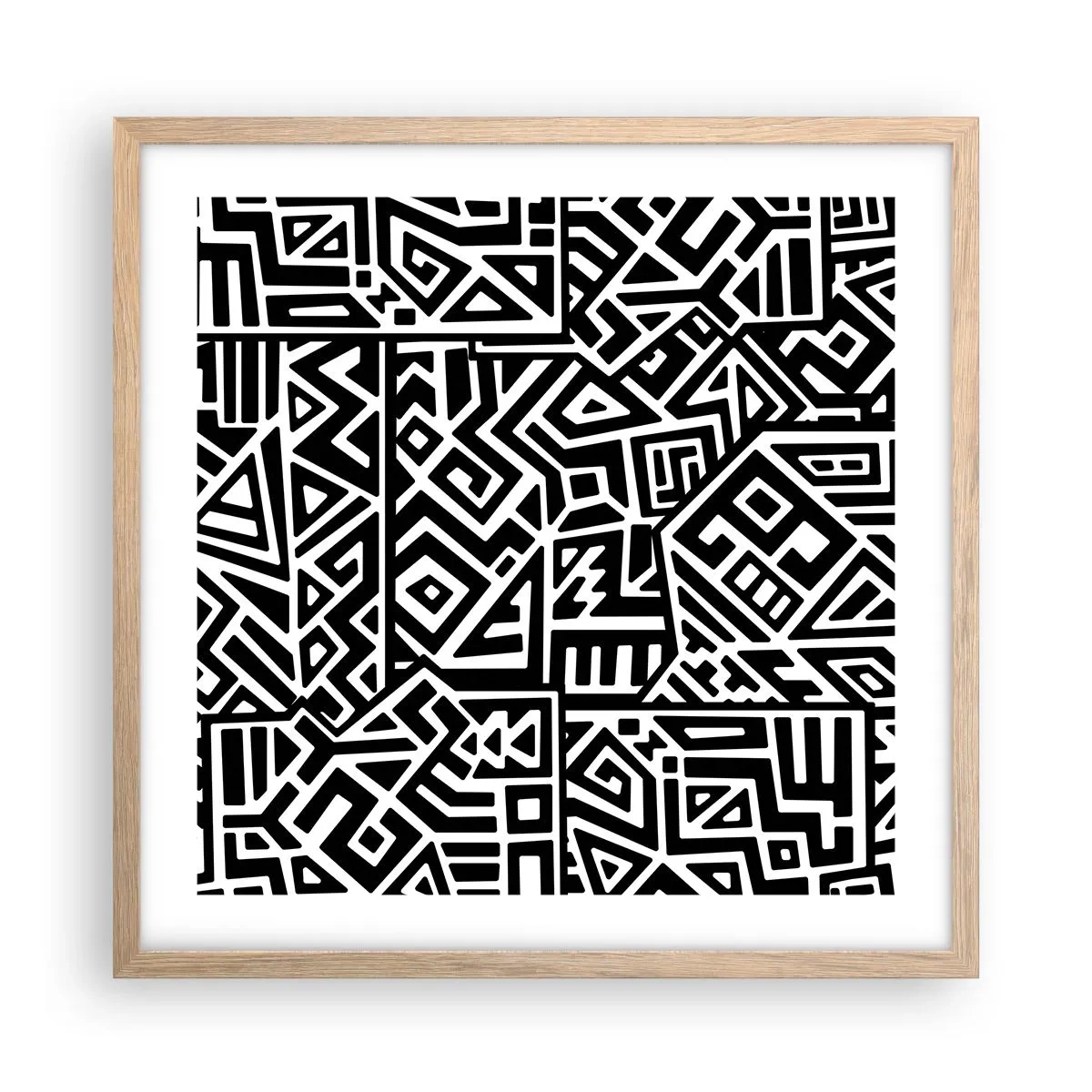 Póster en marco roble claro - Composición precolombina - 50x50 cm