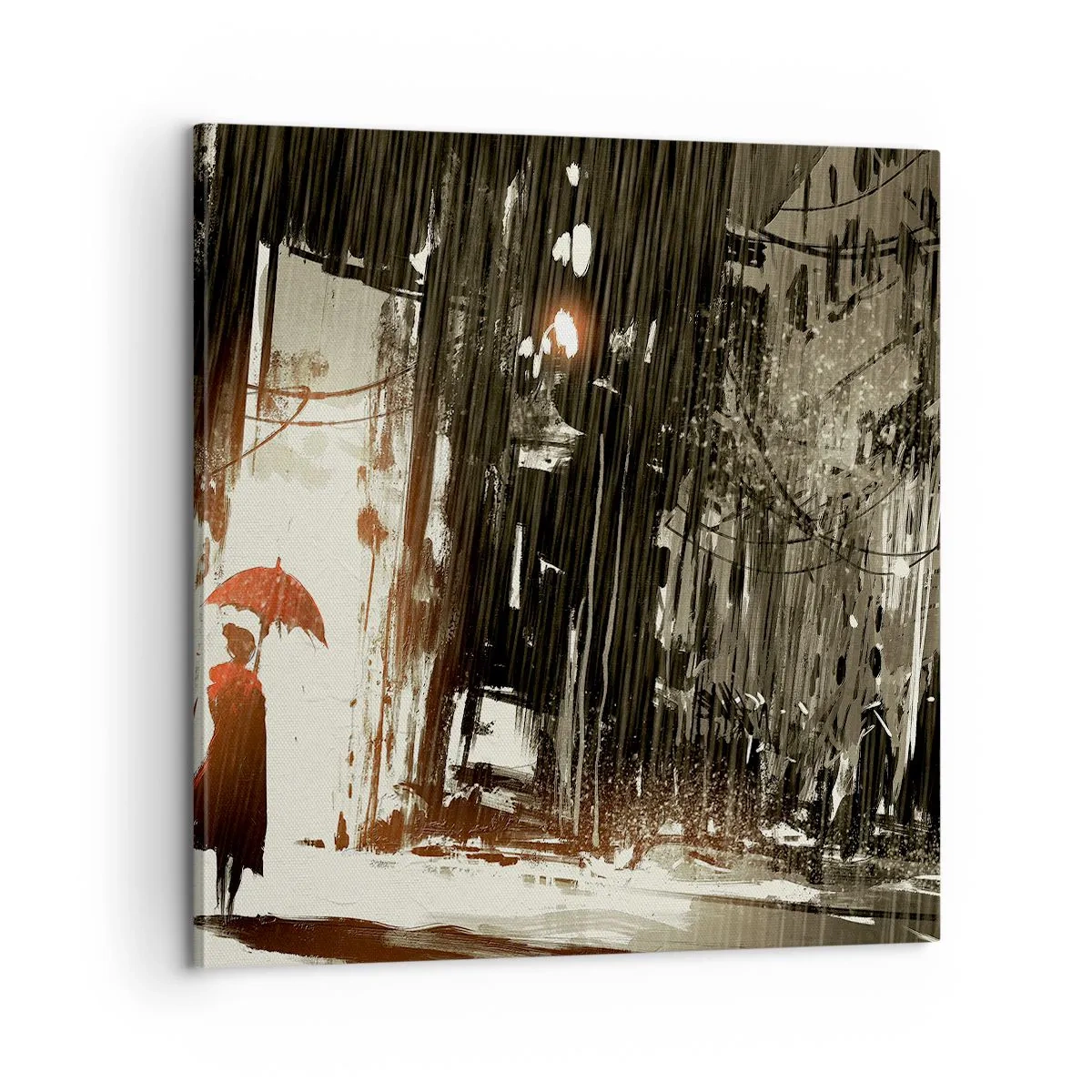 Cuadro sobre lienzo - Impresión de Imagen - Poesía de un paraguas rojo - 60x60 cm