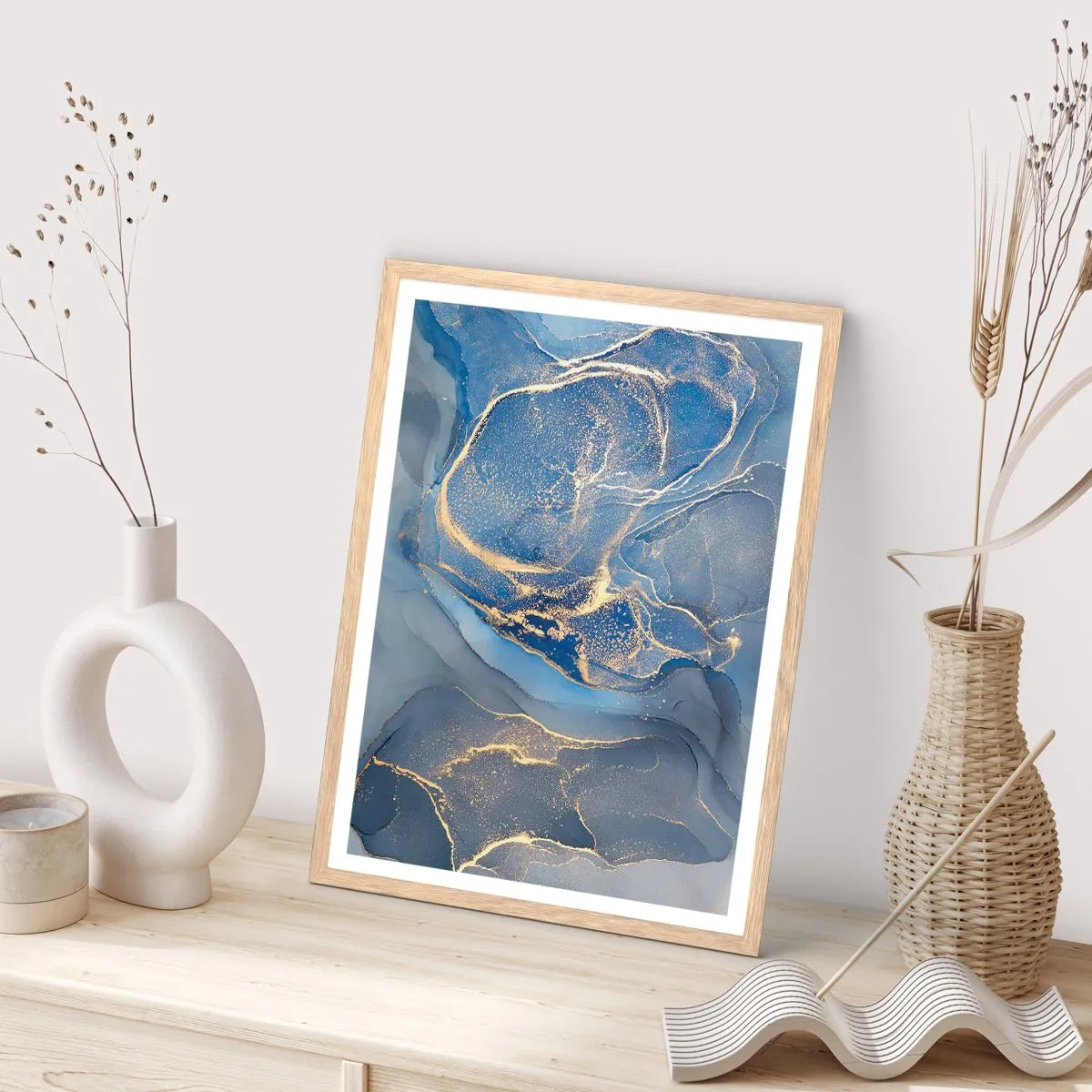 Póster en marco roble claro - Polvo de oro - 61x91 cm