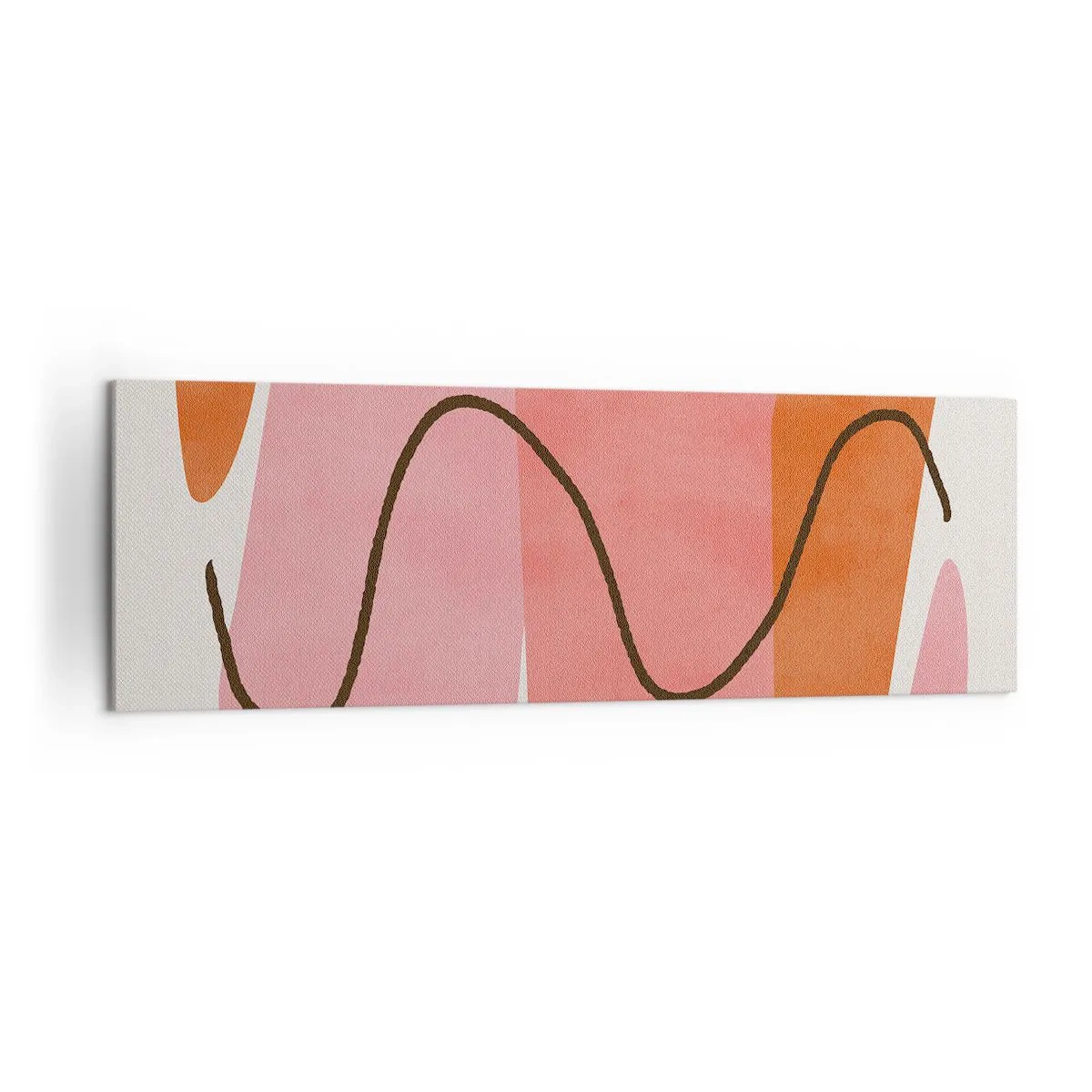 Cuadro sobre lienzo - Impresión de Imagen - Formas abstractas en tonos rosa y naranja. - 160x50cm - Suave movimiento de formas - Decoración de pared moderna para salón y dormitorio ARTTOR