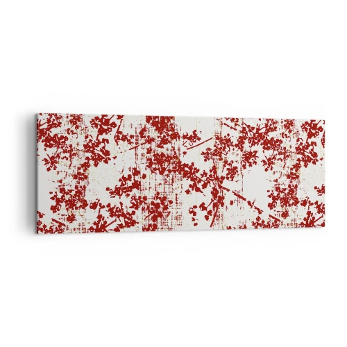 Cuadro sobre lienzo - Impresión de Imagen - Flores rojas sobre un fondo blanco en un estilo artístico. - 140x50cm - Como un viejo percal - Decoración de pared moderna para salón y dormitorio ARTTOR