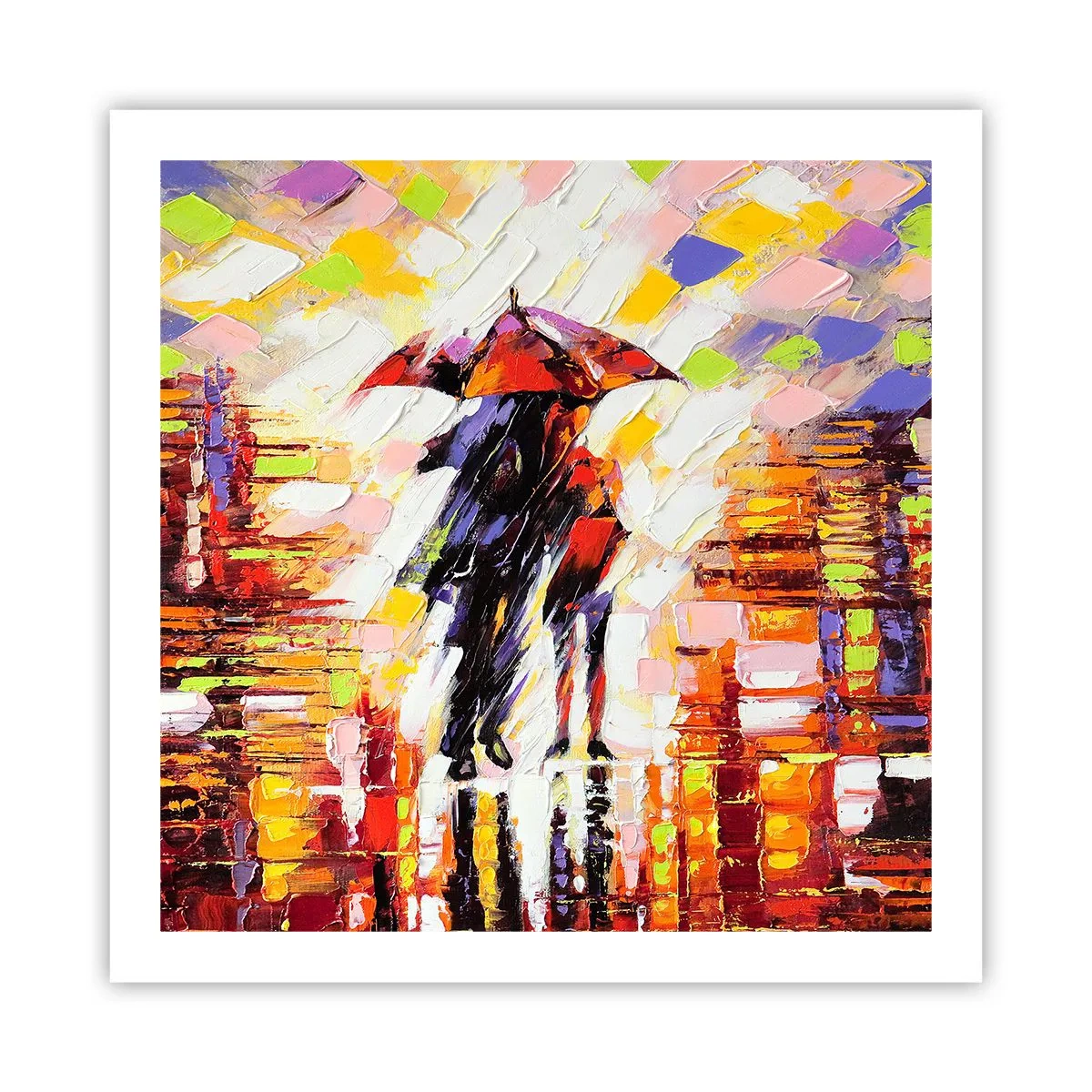 Póster - Juntos a través de la noche y la lluvia - 60x60 cm