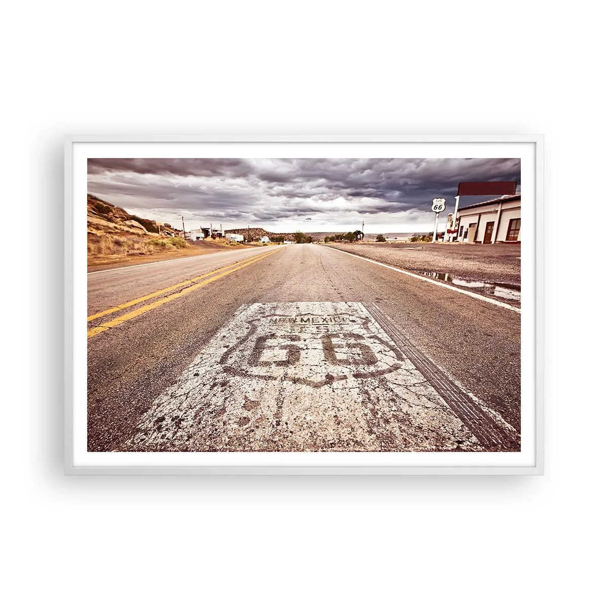 Póster en marco blanco - Mother Road: una leyenda americana - 100x70 cm