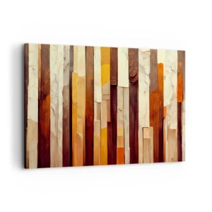 Cuadro sobre lienzo - Impresión de Imagen - Composición geométrica en tonos madera y dorado. - 120x80cm - Himno de los árboles del bosque - Decoración de pared moderna para salón y dormitorio ARTTOR