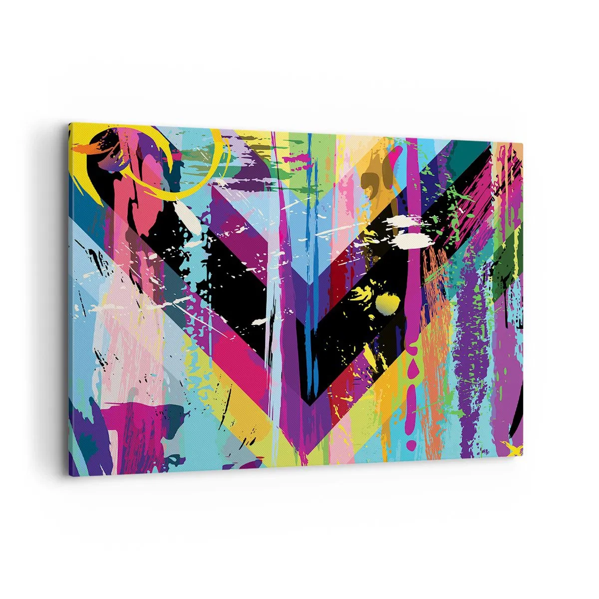 Cuadro sobre lienzo - Impresión de Imagen - Patrón abstracto con formas geométricas coloridas - 100x70cm - De arriba a abajo - Decoración de pared moderna para salón y dormitorio ARTTOR