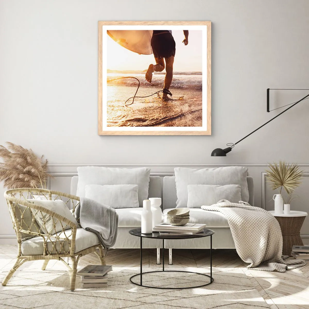 Póster en marco roble claro - Para enfrentar la ola - 50x50 cm