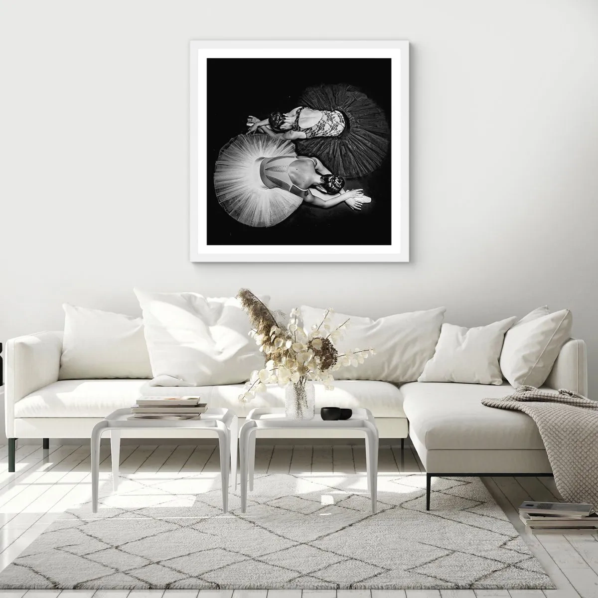 Póster en marco blanco - Yin y yang: el equilibrio perfecto - 60x60 cm