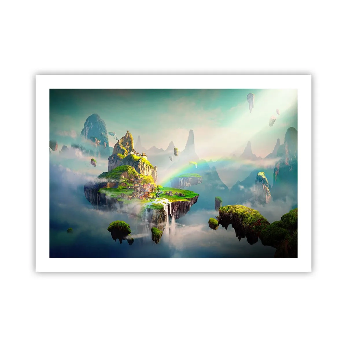 Póster - El medio de la nada - islas flotantes - 70x50 cm