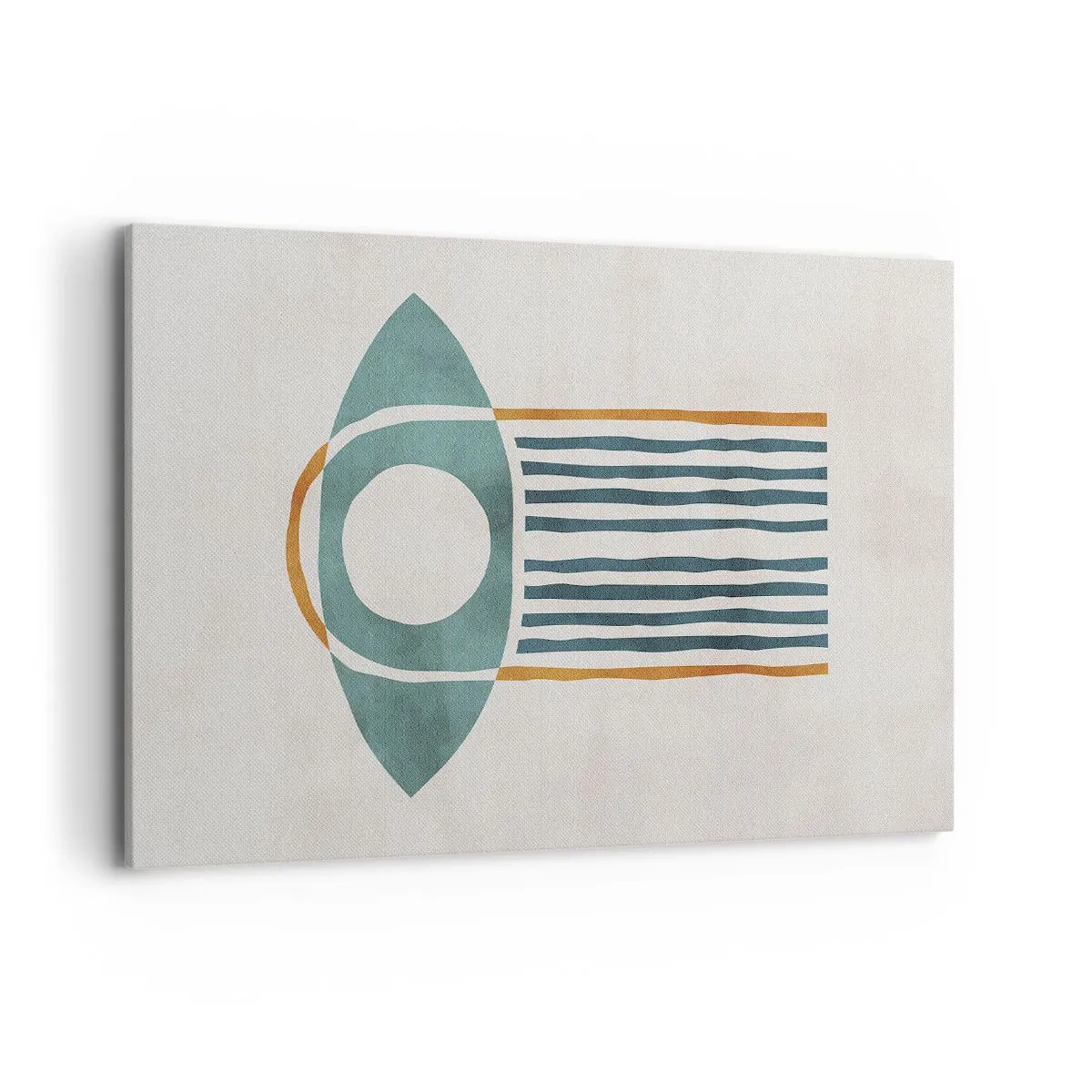 Cuadro sobre lienzo - Impresión de Imagen - Patrón geométrico en tonos verdes y naranjas. - 120x80cm - Signos y rituales - Decoración de pared moderna para salón y dormitorio ARTTOR