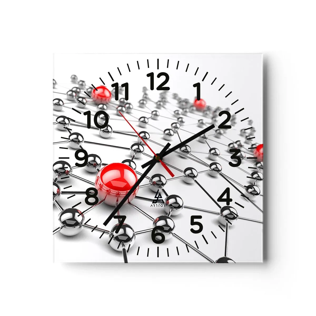 Reloj de pared - Reloj de vidrio - Una red plateada - 30x30 cm