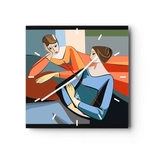 Reloj de pared - Reloj de vidrio - Un momento de confidencias - 40x40 cm