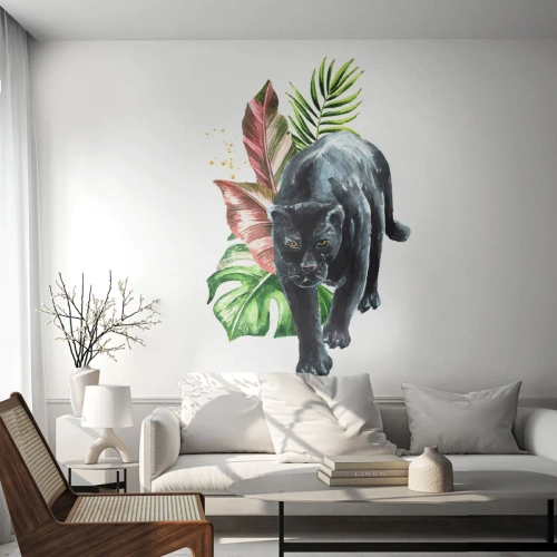Fotomural Premium Canvas - Salvaje de corazón - Pantera negra, animales, Naturaleza - 300x210 cm