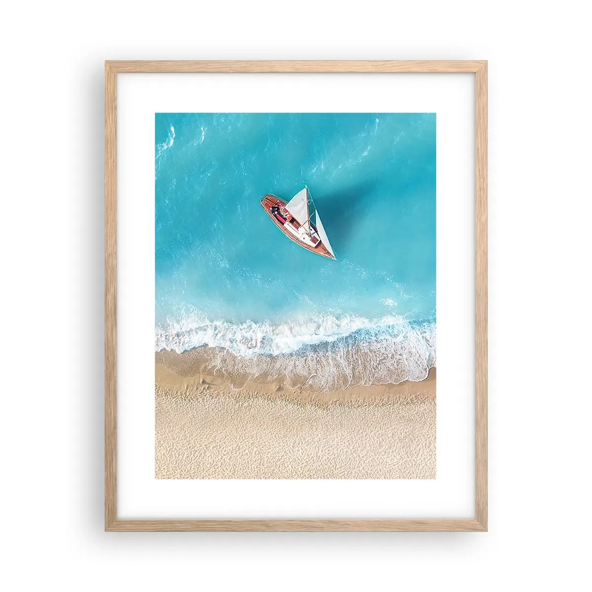 Póster en marco roble claro - Frontera celeste y dorada - 40x50 cm