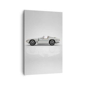 Cuadro sobre lienzo - Impresión de Imagen - Clásico convertible blanco sobre fondo claro. - 80x120cm - Una promesa de diversión - Decoración de pared moderna para salón y dormitorio ARTTOR