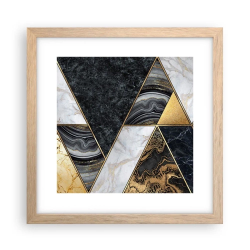 Póster en marco roble claro - Collage de piedras - 30x30 cm