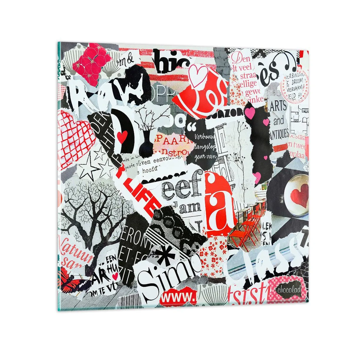 Cuadro sobre vidrio - Impresiones sobre Vidrio - Collage hipster - 40x40 cm