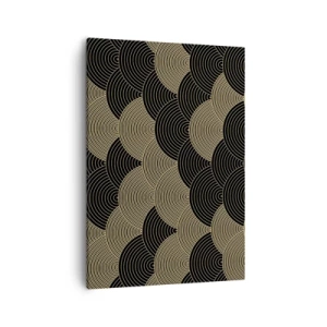 Cuadro sobre lienzo - Impresión de Imagen - Patrón Art Déco con semicírculos y líneas doradas. - 50x70cm - Multiplicación de la unidad - Decoración de pared moderna para salón y dormitorio ARTTOR