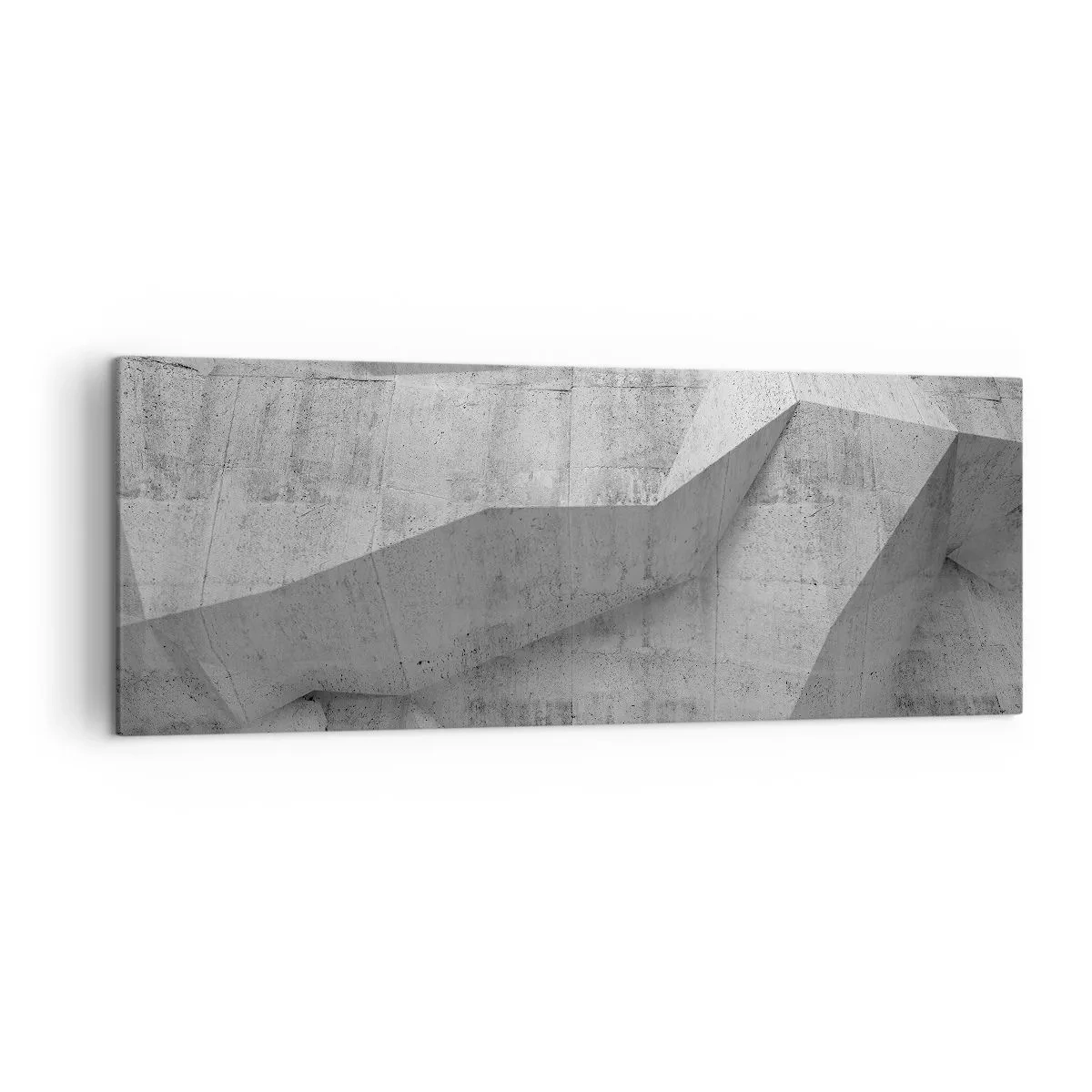Cuadro sobre lienzo - Impresión de Imagen - Formas geométricas de hormigón en gris - 140x50cm - Un verdadero desafío - Decoración de pared moderna para salón y dormitorio ARTTOR