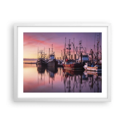 Póster en marco blanco - Descanso antes de partir - 50x40 cm