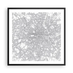 Póster en marco negro - Un mapa del laberinto de Londres - 60x60 cm