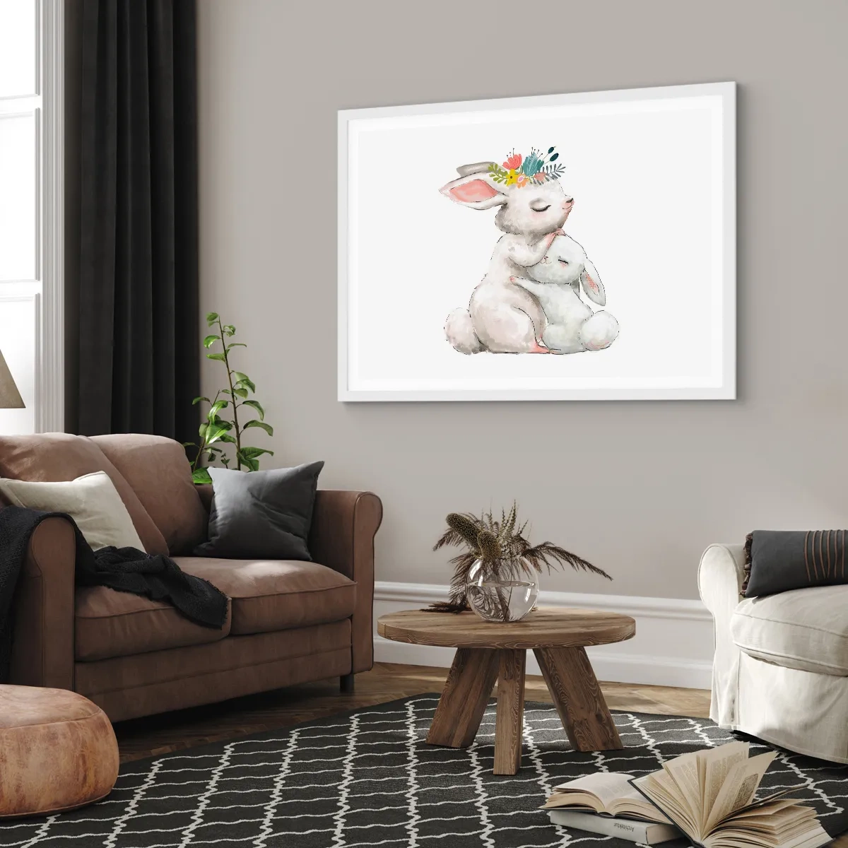 Póster en marco blanco - En ningún lugar mejor que con mamá - 91x61 cm