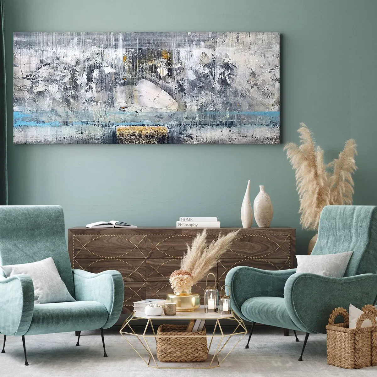 Cuadro sobre lienzo - Impresión de Imagen - Hielo abstracto - 100x40 cm